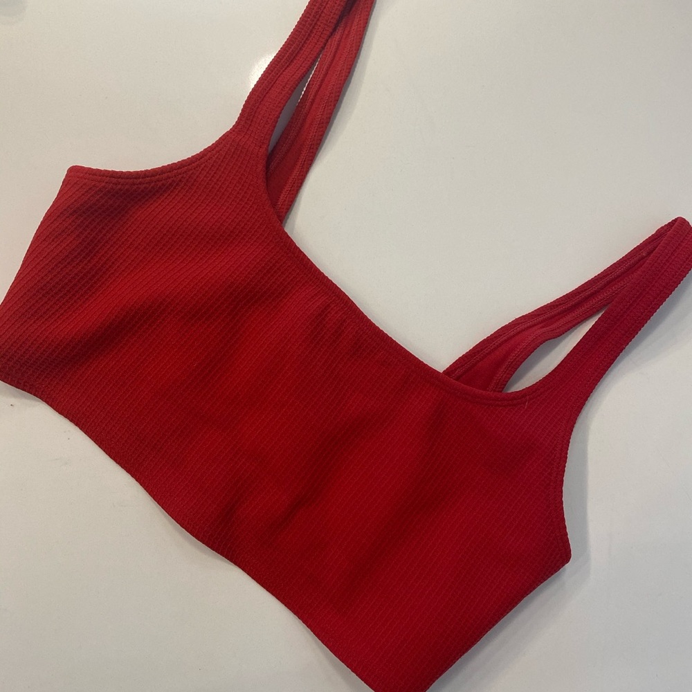 Free People Red Ribbed Bralette